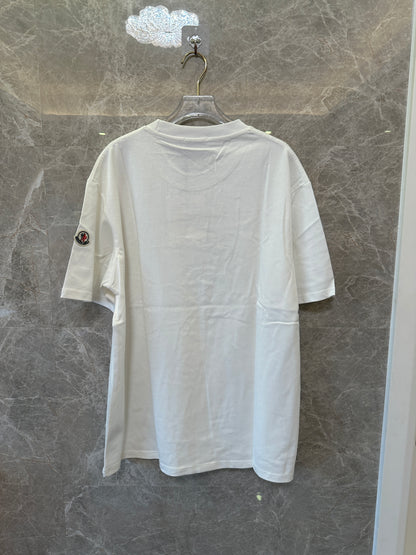 Moncler White Logo Graphic Cotton T-Shirt