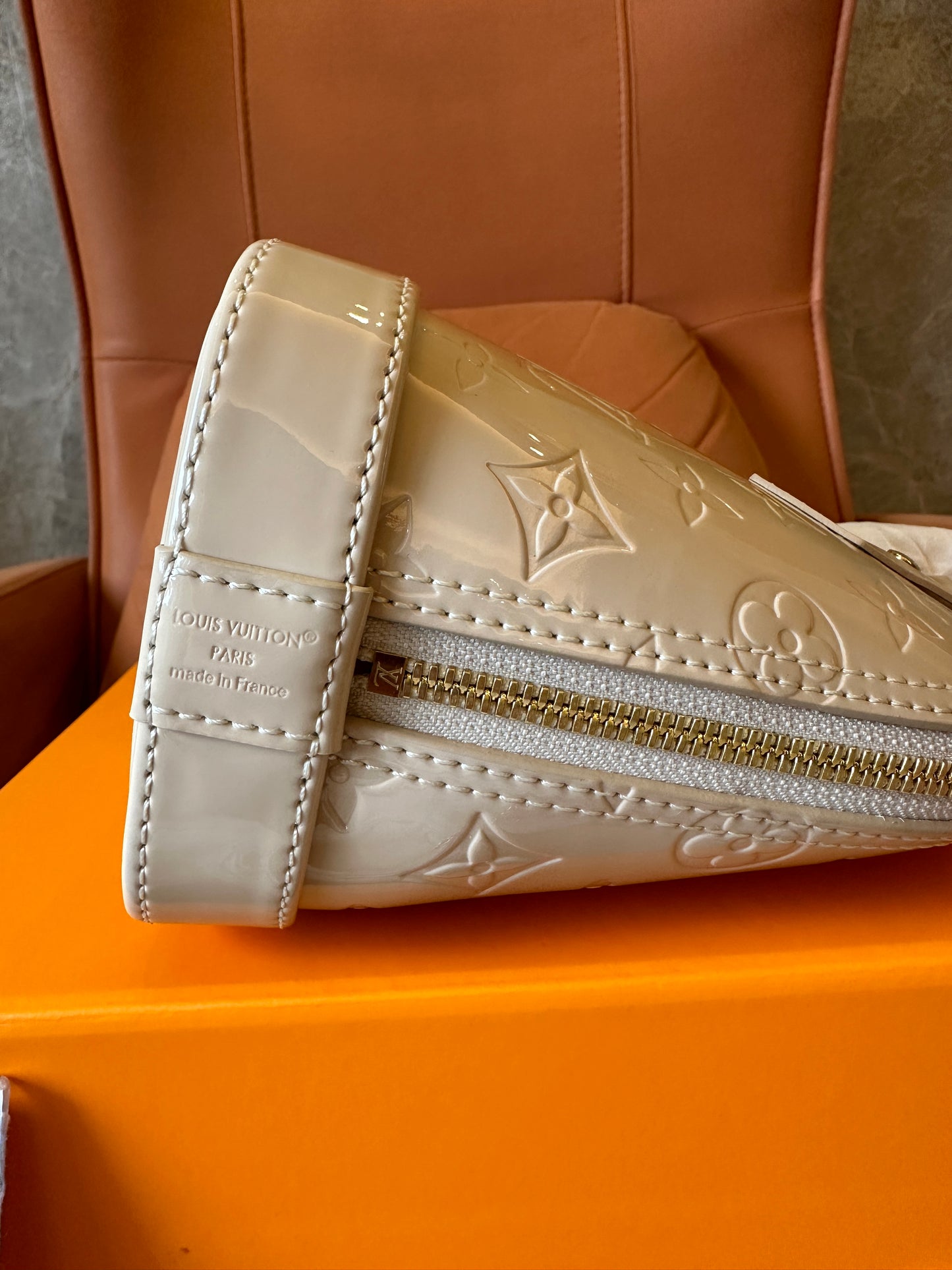 Louis Vuitton White Monogram Embossed Alma Handbag