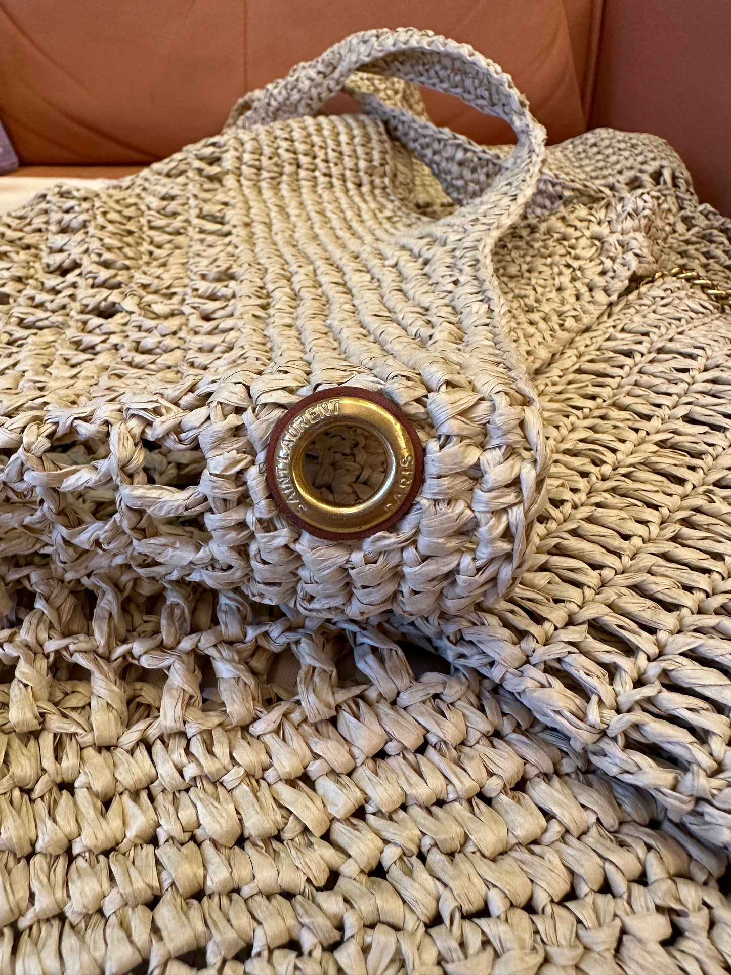 [Common Quality]Saint Laurent Rive Droite Raffia Tote Bag