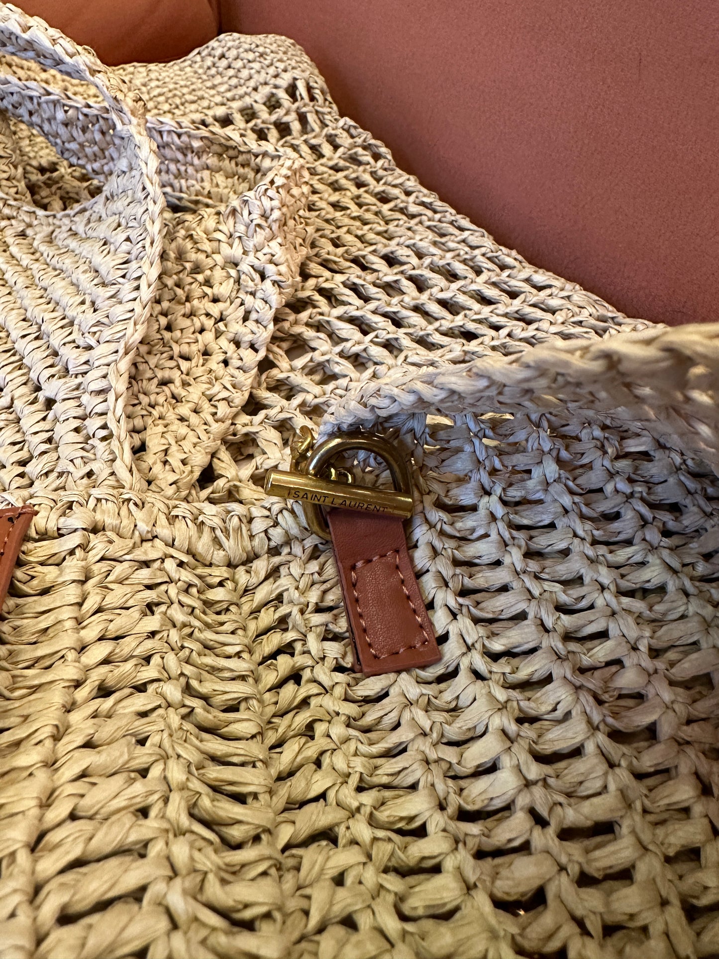 [Common Quality]Saint Laurent Rive Droite Raffia Tote Bag