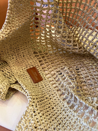 [Common Quality]Saint Laurent Rive Droite Raffia Tote Bag