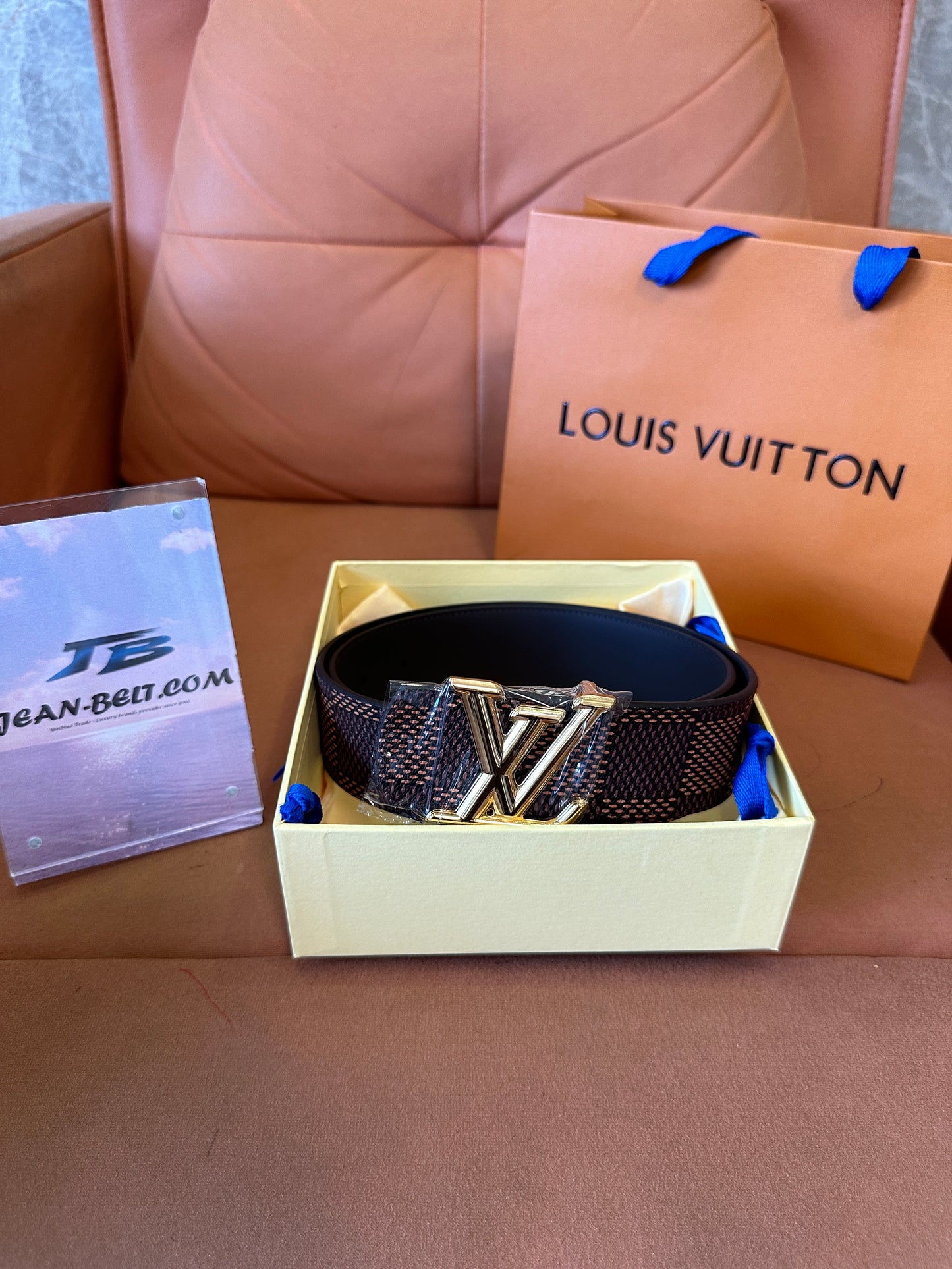 Louis Vuitton LV Initiales Belt — Dark Brown Damier Canvas, Gold-Tone Buckle