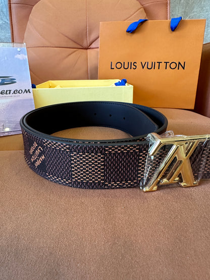 Louis Vuitton LV Initiales Belt — Dark Brown Damier Canvas, Gold-Tone Buckle