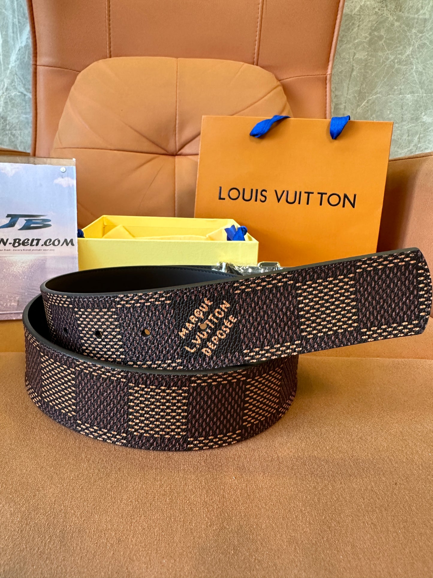 Louis Vuitton LV Initiales Belt — Dark Brown Damier Canvas, Gold-Tone Buckle