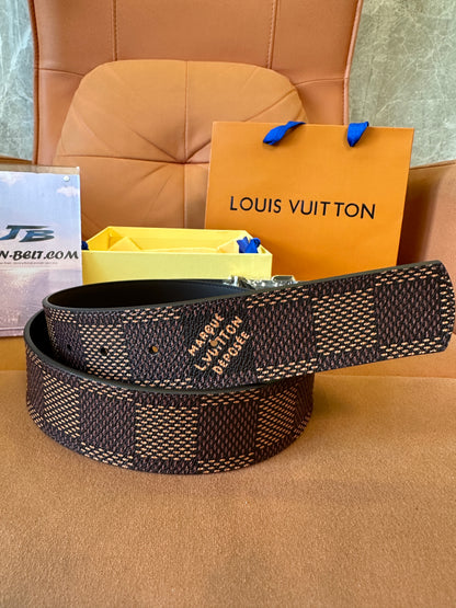 Louis Vuitton LV Initiales Belt — Dark Brown Damier Canvas, Gold-Tone Buckle
