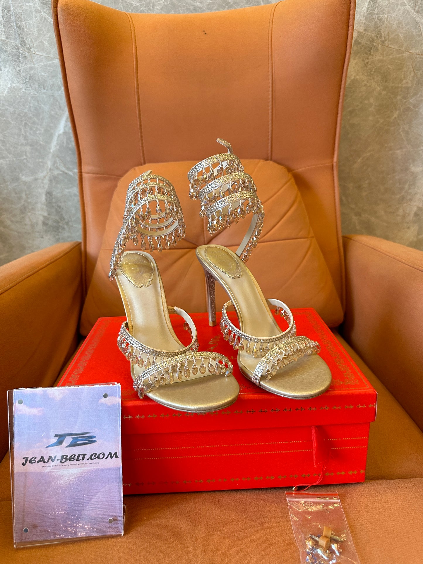 René Caovilla Crystal Embellished Strappy High Heel Sandals