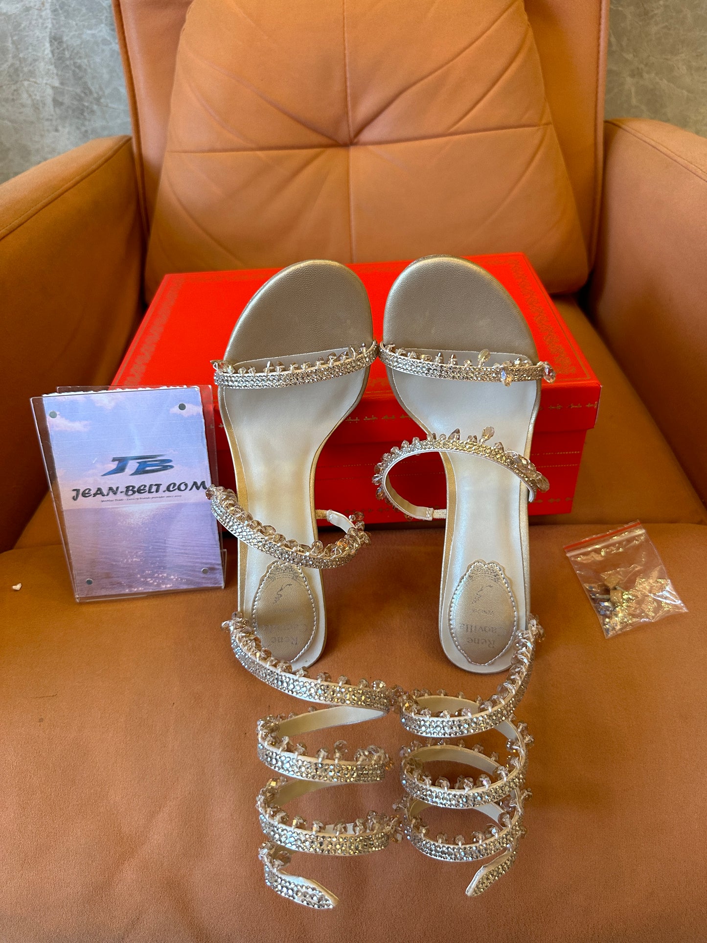 René Caovilla Crystal Embellished Strappy High Heel Sandals