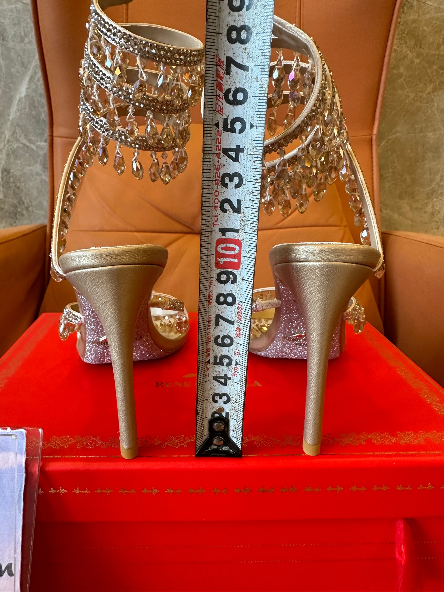 René Caovilla Crystal Embellished Strappy High Heel Sandals