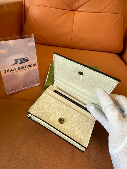 Gucci White Leather Bamboo-Style Clasp Card Holder