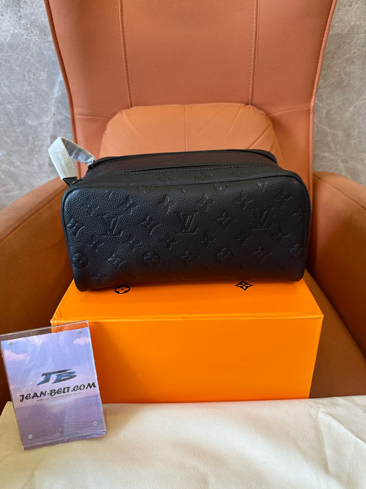 Louis Vuitton Monogram Embossed Black Leather Toiletry Pouch Travel Bag