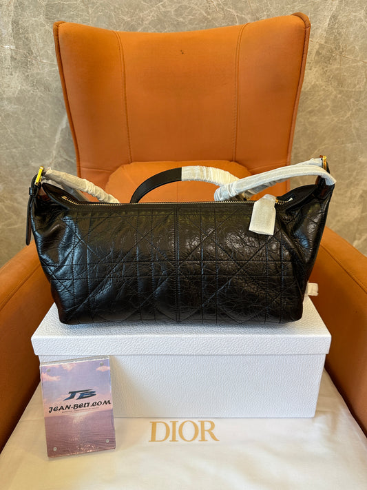 Dior Black Quilted Leather Shoulder Bag Classic Hobo Handbag