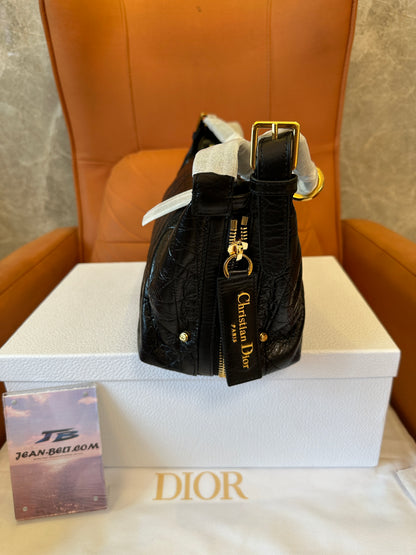 Dior Black Quilted Leather Shoulder Bag Classic Hobo Handbag