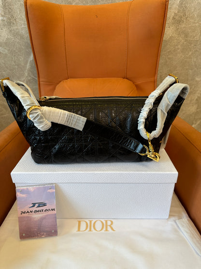 Dior Black Quilted Leather Shoulder Bag Classic Hobo Handbag