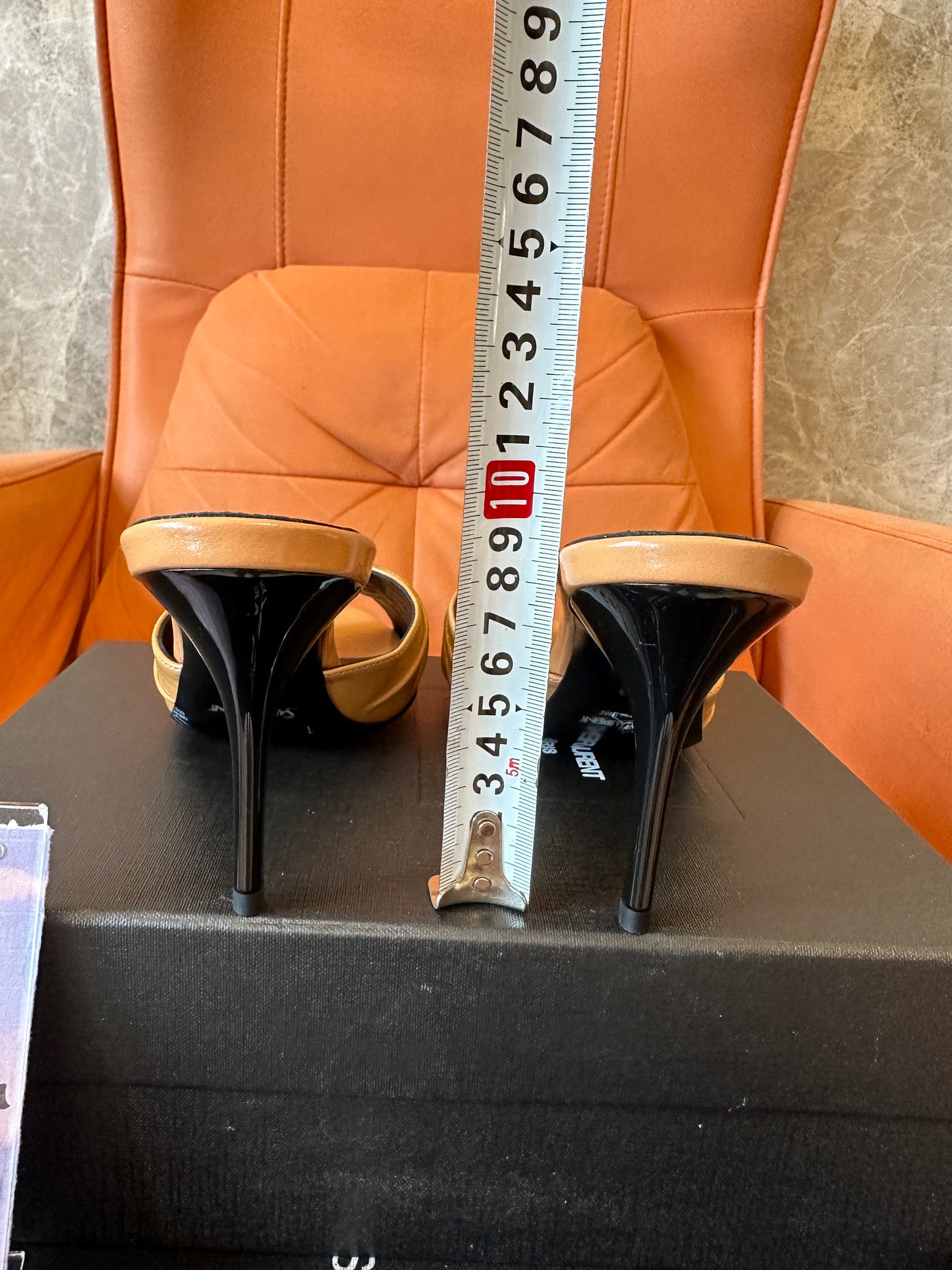 Saint Laurent YSL Tribute Style Leather Mule Heels Gold