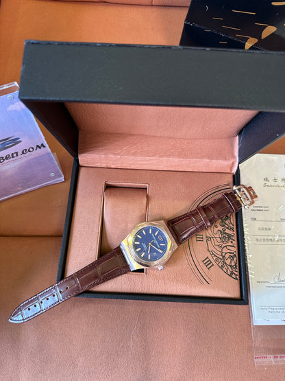Girard-Perregaux Laureato Automatic 18K Rose Gold Blue Dial Brown Leather Strap Men’s Watch