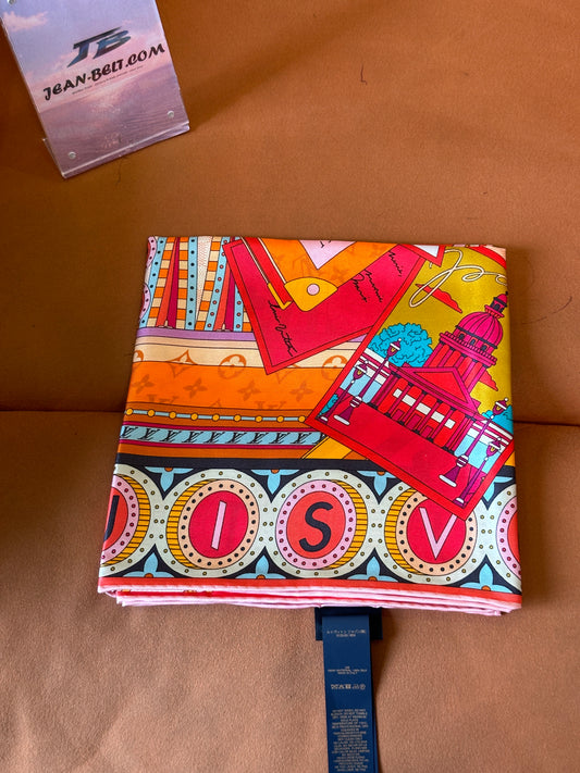 Louis Vuitton Colorful Printed Silk Square Scarf
