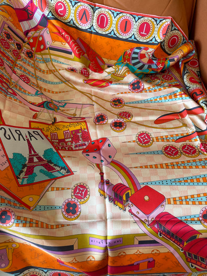 Louis Vuitton Colorful Printed Silk Square Scarf