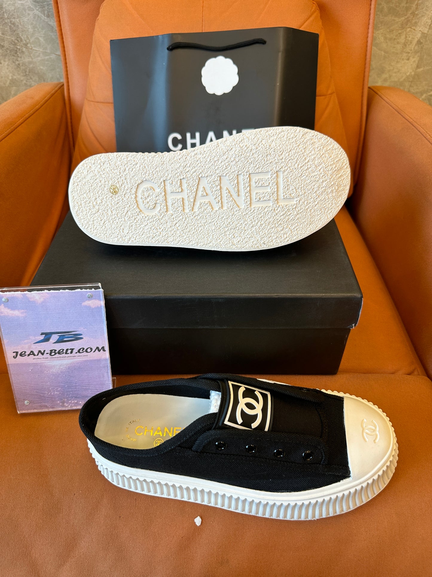 Chanel CC Logo Black White Platform Sneakers