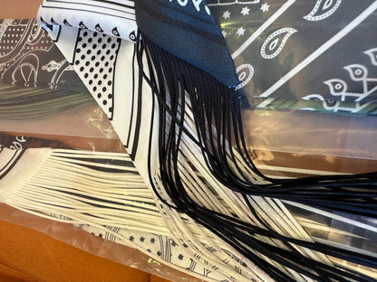 Hermès Silk Twilly Scarf – Chain Pattern Printed Ribbon Accessory
