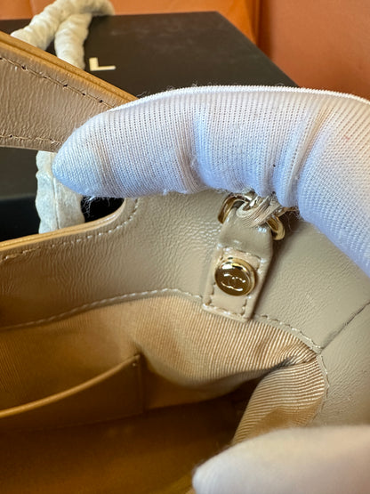 Chanel Classic Quilted Mini Top Handle Chain Bag Beige