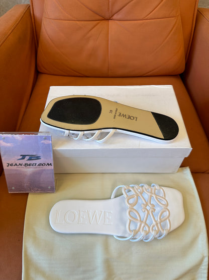 LOEWE White Anagram Slide Sandals