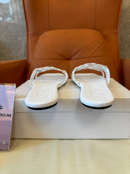 LOEWE White Anagram Slide Sandals