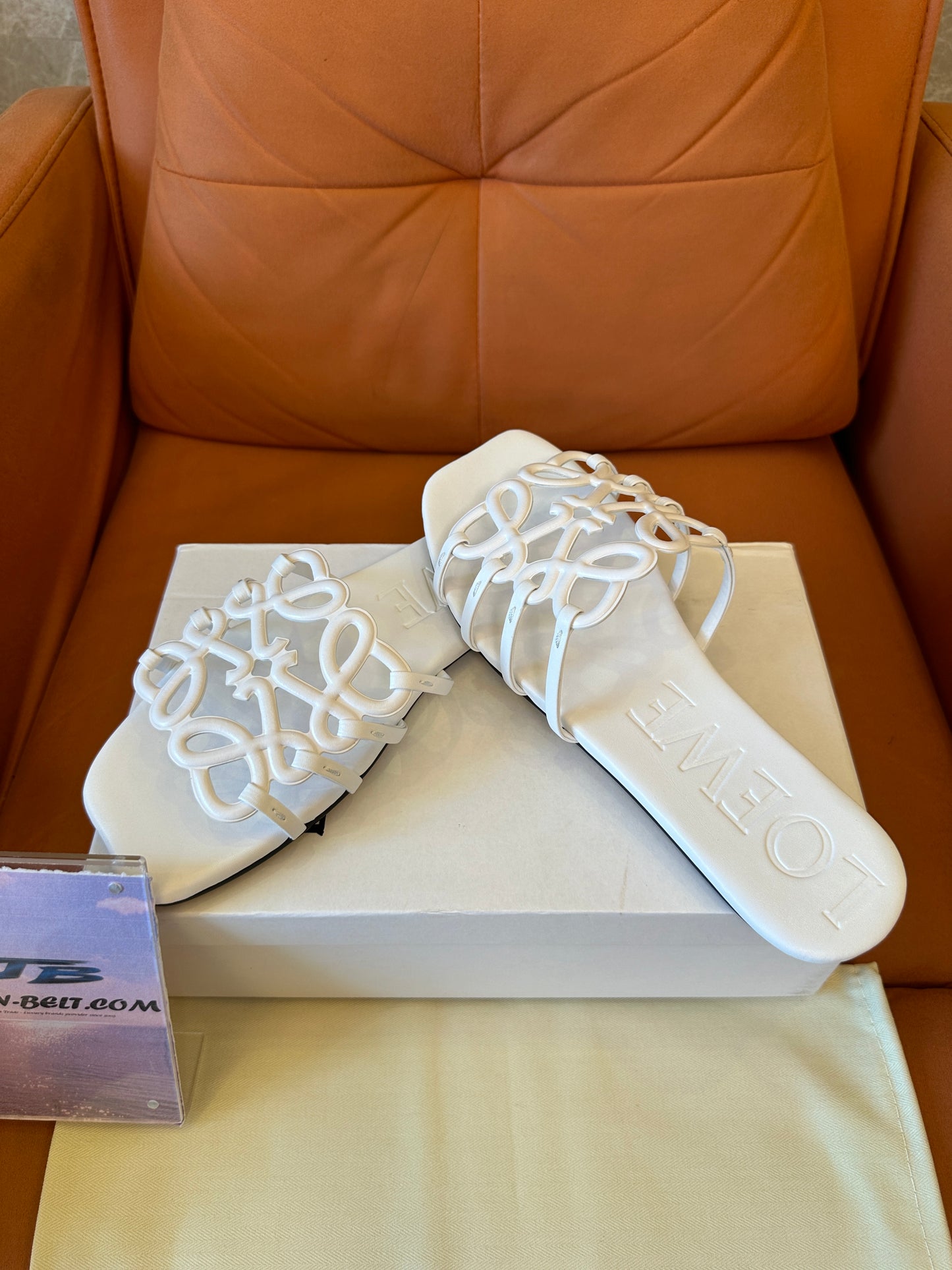 LOEWE White Anagram Slide Sandals