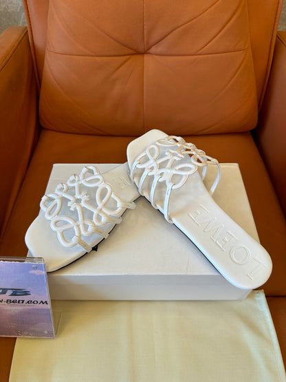 LOEWE White Anagram Slide Sandals