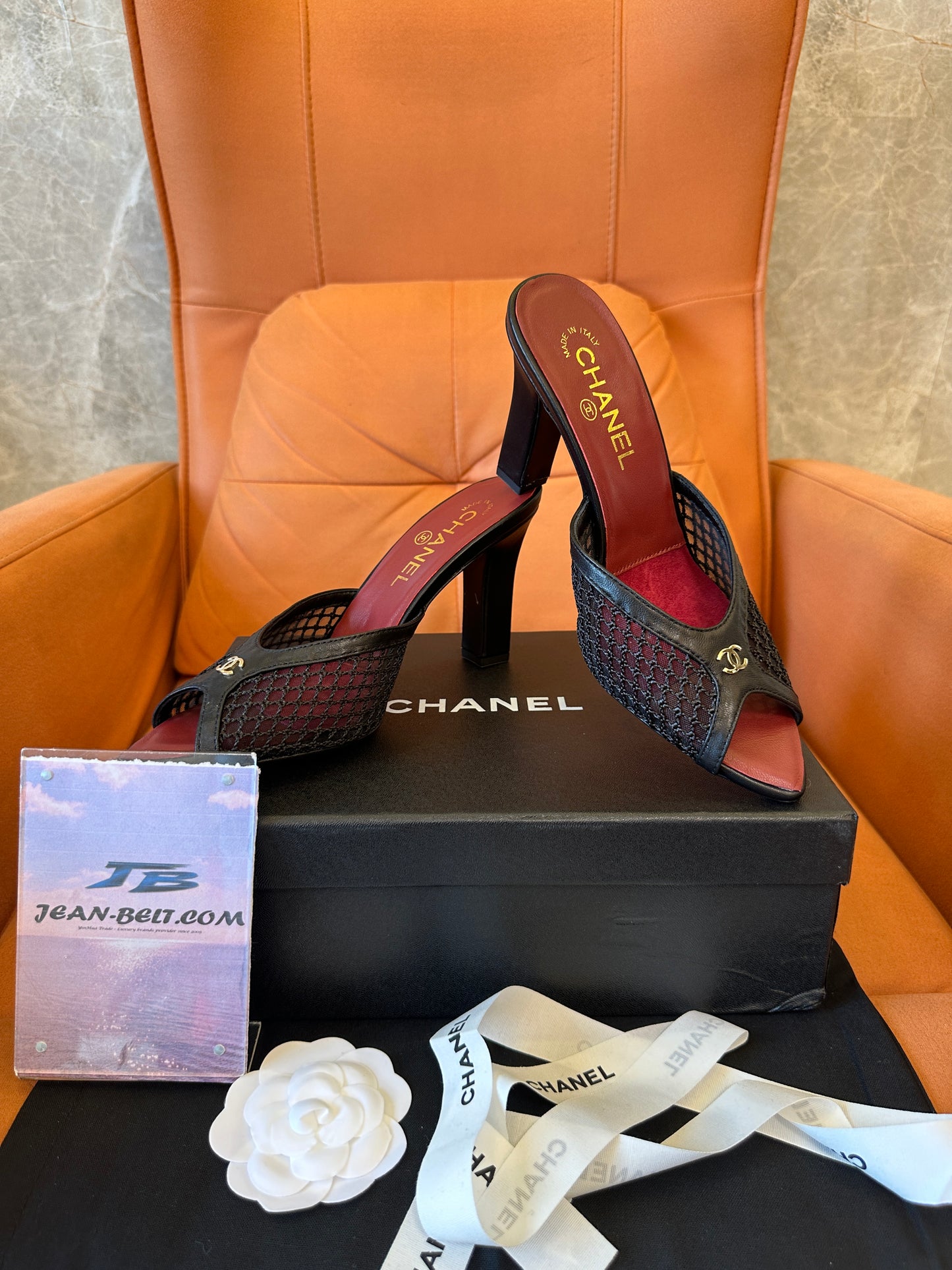 Chanel Black Mesh Platform Heels