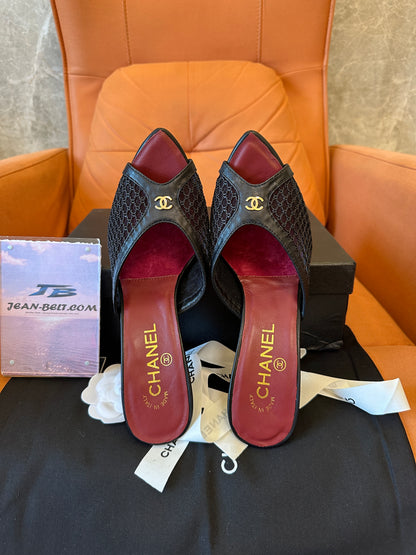 Chanel Black Mesh Platform Heels