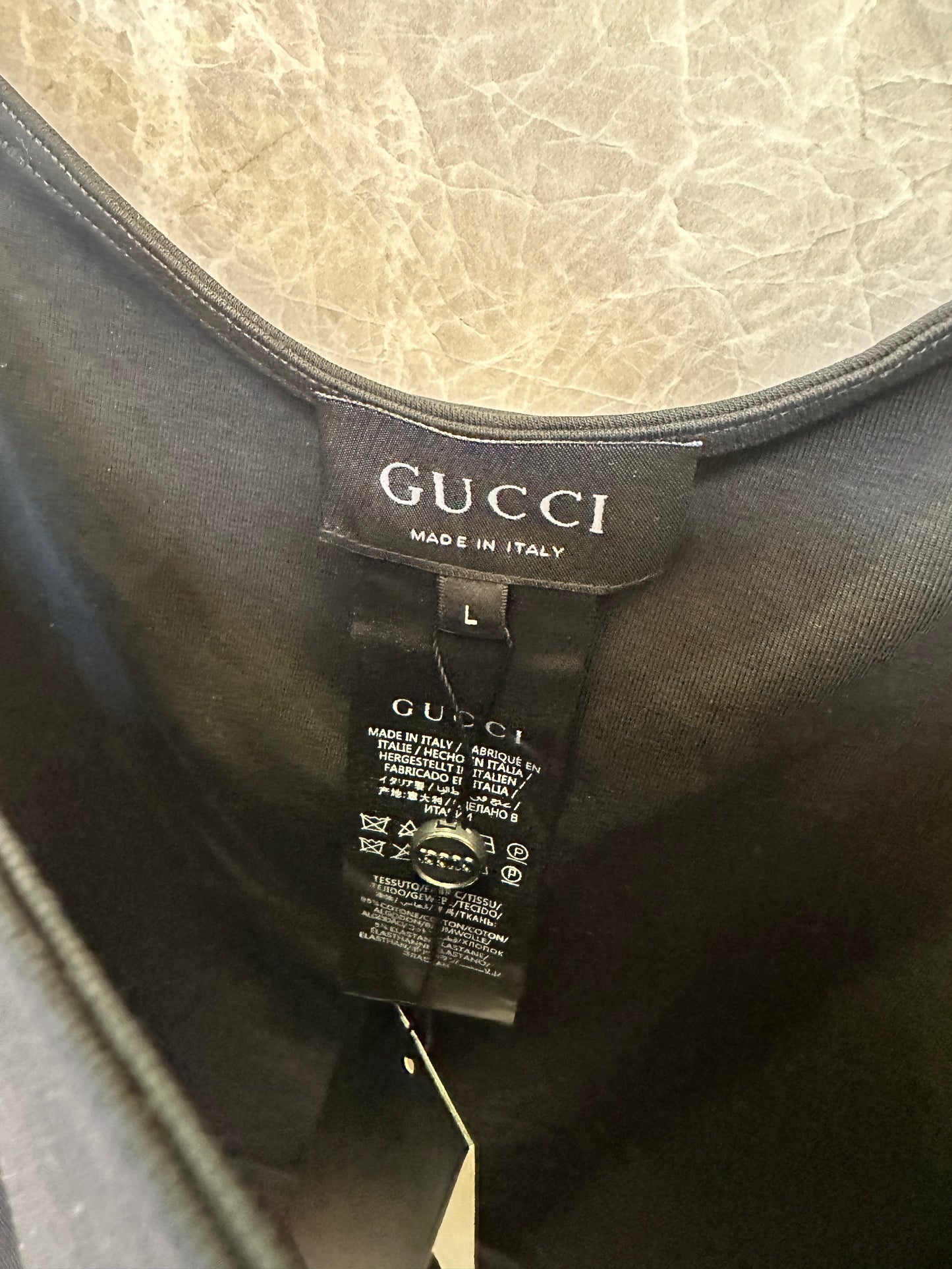 Gucci Black Sleeveless Camisole Top with Metal Strap Detail