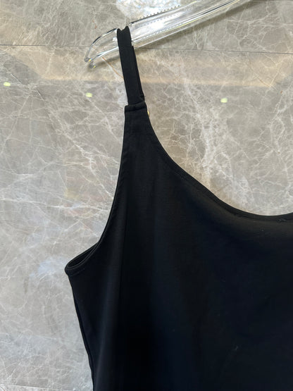 Gucci Black Sleeveless Camisole Top with Metal Strap Detail