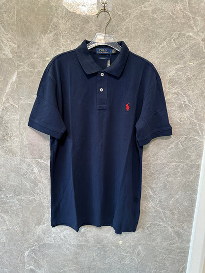 Polo Ralph Lauren Classic Cotton Polo Shirt Navy with Red Pony Logo