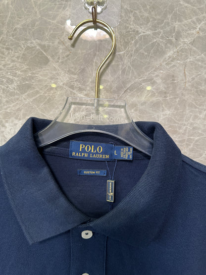 Polo Ralph Lauren Classic Cotton Polo Shirt Navy with Red Pony Logo
