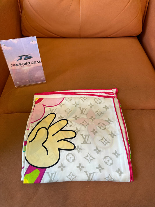 Louis Vuitton Multicolor Silk Square Scarf with Monogram Print