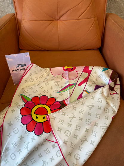 Louis Vuitton Multicolor Silk Square Scarf with Monogram Print