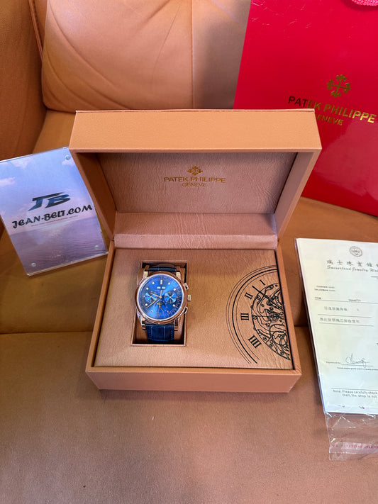 Patek Philippe Grand Complications Moonphase Chronograph 42mm Blue Dial Rose Gold Watch