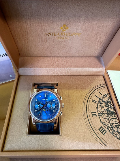 Patek Philippe Grand Complications Moonphase Chronograph 42mm Blue Dial Rose Gold Watch