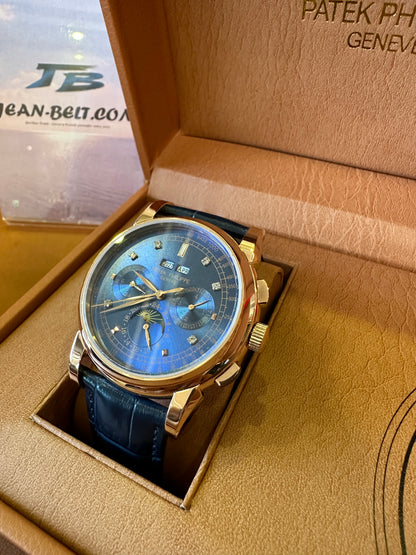Patek Philippe Grand Complications Moonphase Chronograph 42mm Blue Dial Rose Gold Watch