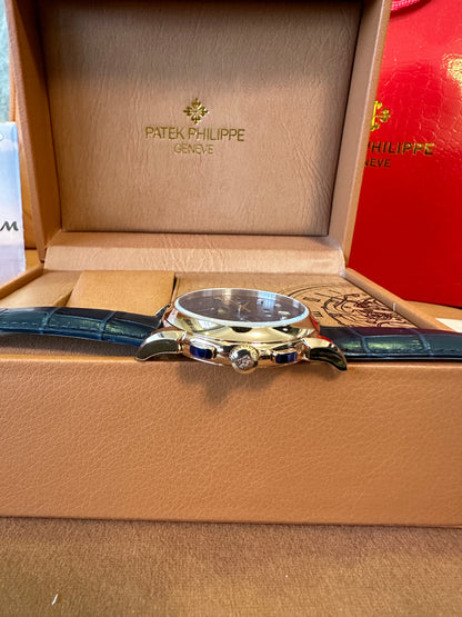 Patek Philippe Grand Complications Moonphase Chronograph 42mm Blue Dial Rose Gold Watch