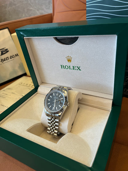 [Qualité 3A] Rolex Datejust 41 or blanc/acier cadran noir index flûté lunette bracelet Jubilee 126334