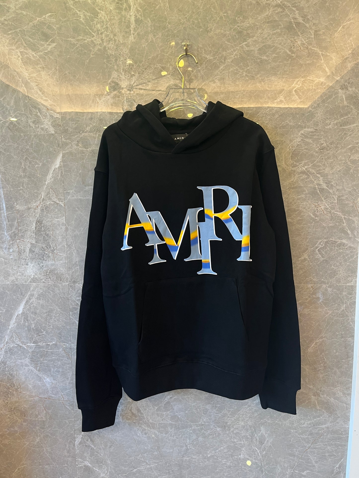 Moletom Amiri Staggered Chrome preto com capuz