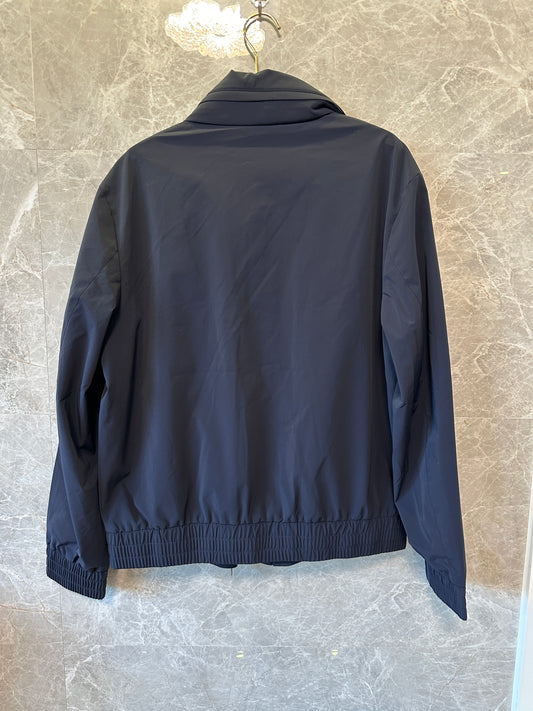 Brunello Cucinelli Men’s Navy Blue Lightweight Bomber Jacket with High Collar