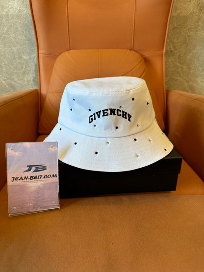 Givenchy White Bucket Hat with Embroidered Logo