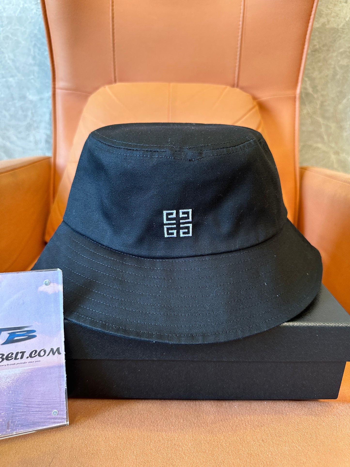 Givenchy Black Bucket Hat with Crystal Embellishments
