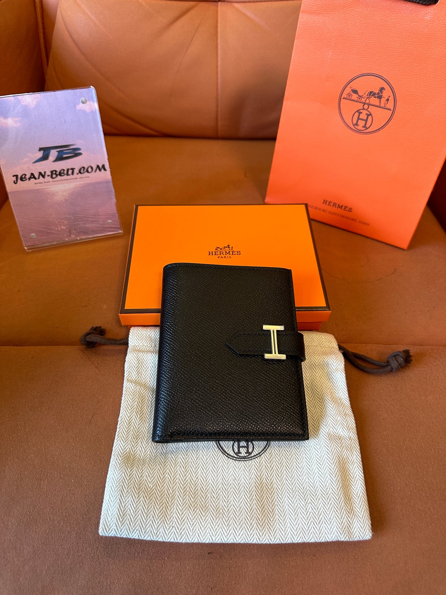 Hermes H Wallet in Black Epsom Leather with Palladium Hardware