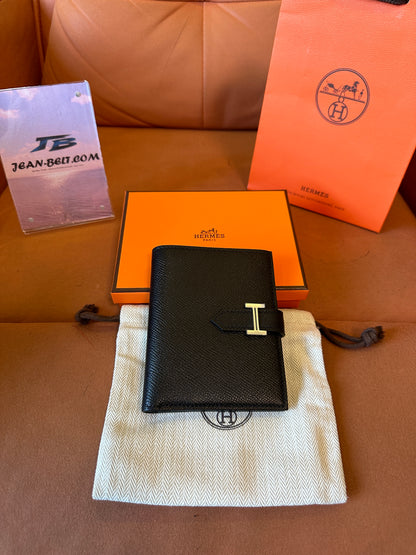 Hermes H Wallet in Black Epsom Leather with Palladium Hardware