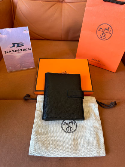 Hermes H Wallet in Black Epsom Leather with Palladium Hardware