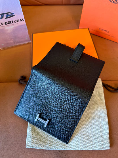 Hermes H Wallet in Black Epsom Leather with Palladium Hardware