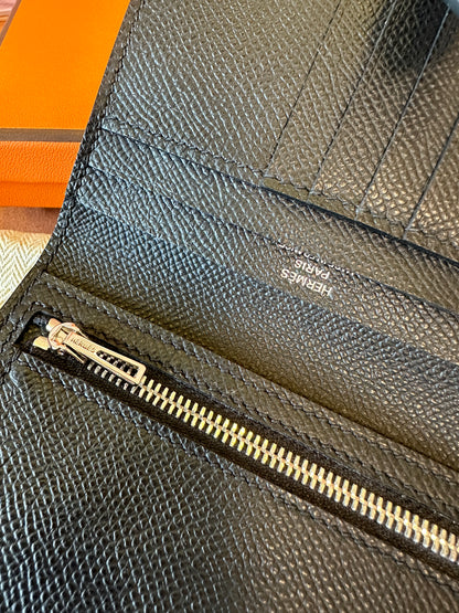 Hermes H Wallet in Black Epsom Leather with Palladium Hardware